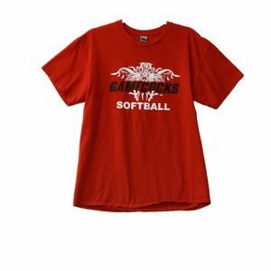 Gildan Men Red T-Shirt Graphic Gamecocks Softball Crew Pullover Short Sleeve L